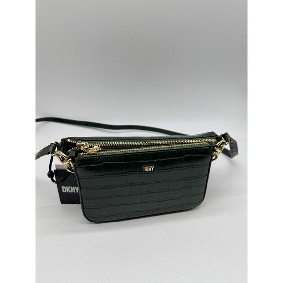 DKNY Lexi textured double shoulder crossbody bag - GREEN - Picture 8 of 10